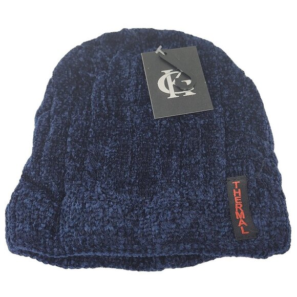 Women's Winter Thermal Fleece Knit Lined Beanie Hat, Blue - Picture 1 of 3